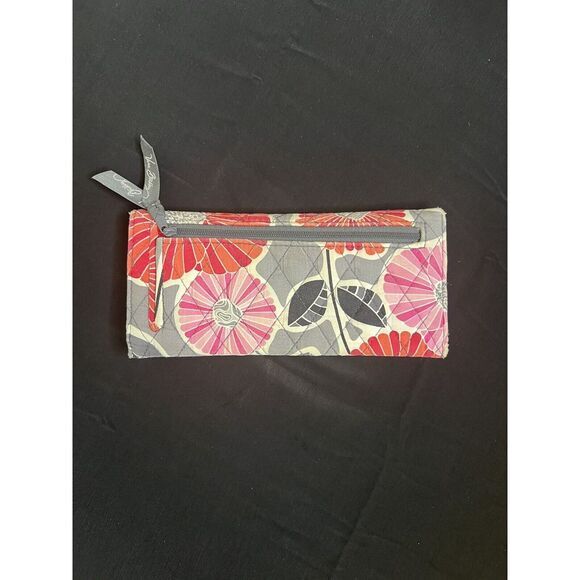 Vera Bradley Retired 2014  Cherry Blossom Pink & Gray Floral Tri-Fold‎ Wallet - Picture 2 of 11